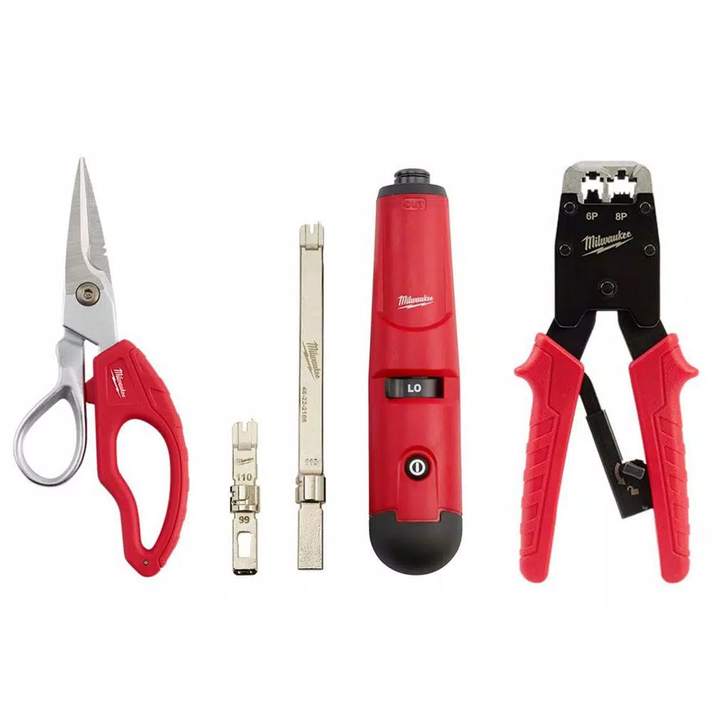 Brand new 🧨 Tool Accessories Milwaukee Electrician Snips And Impacting Punchdown Tool And Ratcheting Modular Crimper Hand Tool Set (3-Tool) 👏
