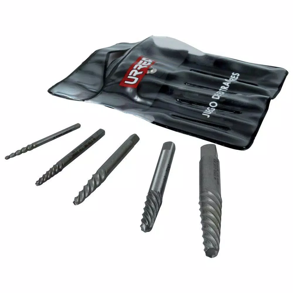 Outlet ❤️ Specialty Hand Tools URREA 1/8 In. To 3/4 In. Pouch Set Of Spiral Bolt Extractors Screws 5 Piece 👏